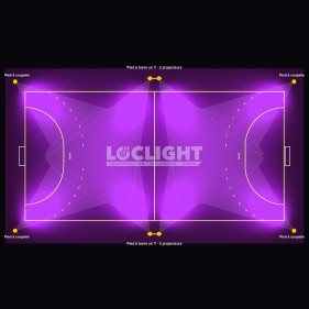 Plan : 8 projecteurs UV pour un terrain de handball