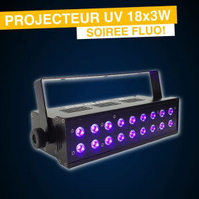 Lumière Noire, STROBOSCOPE LED, UV 24 X 3 W pour soirées fluo