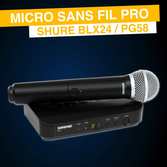 Location de micro main SHURE BLX 4 - SM 58 pour chant et présentation au  meilleur prix à Salon de Provence