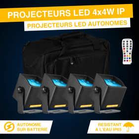 LOCATION LOT DE 4 PROJECTEURS AUTONOMES 4X4W RGBW%description_short|limit|%