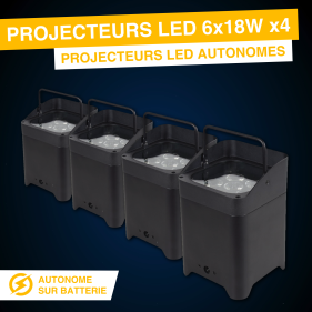 LOCATION PROJECTEUR LED SUR BATTERIE 6x18W (LOT DE 4)%description_short|limit|%