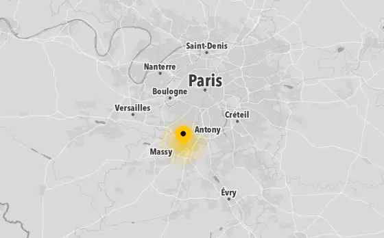 Carte de l'Île-de-France : Loclight à Verrières-le-Buisson, entre Massy et Antony